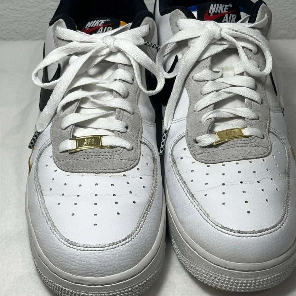 Nike Air Force 1 White and Black with Gold Accents